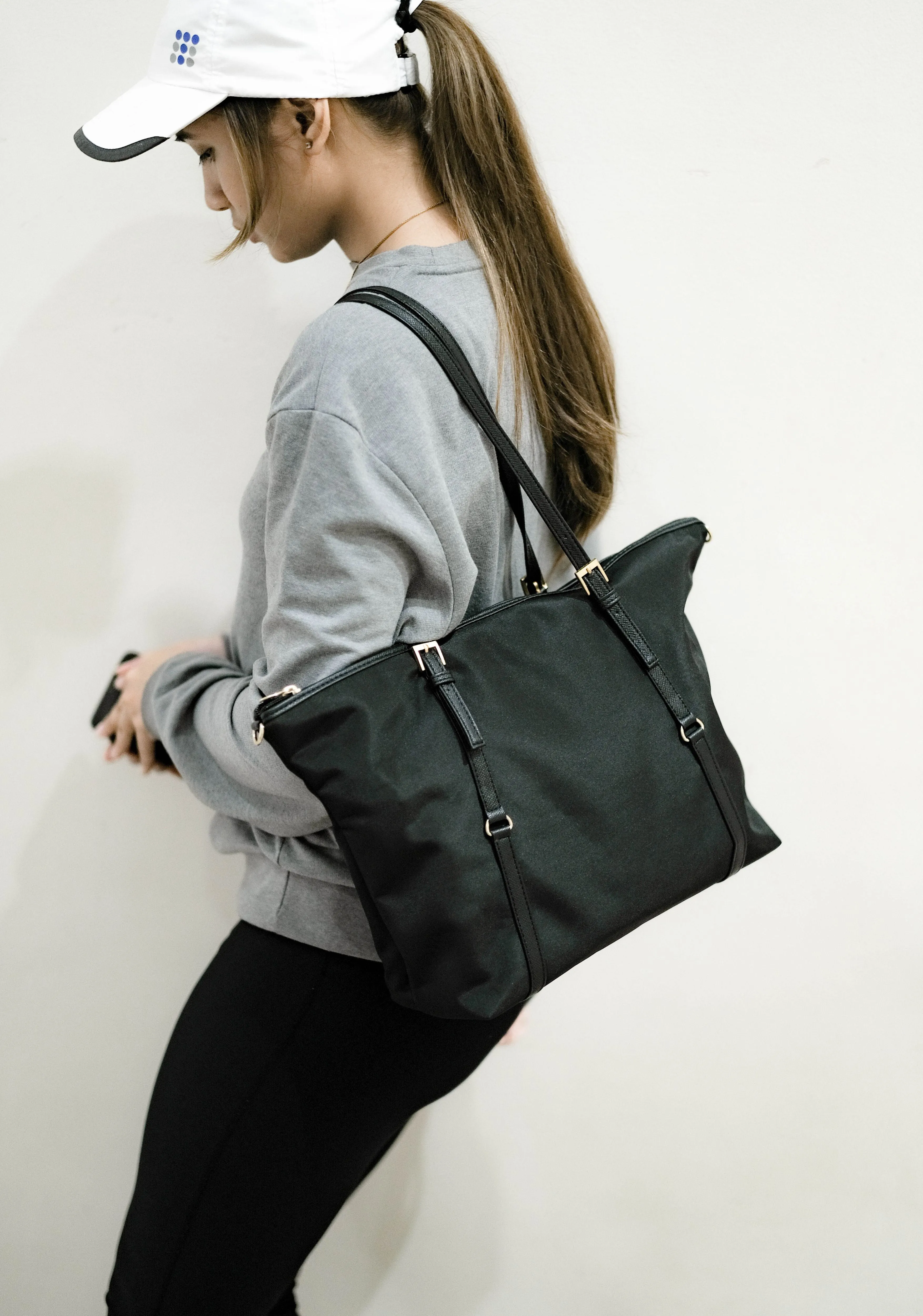 EMMA NYLON SHOULDER BAG BLACK