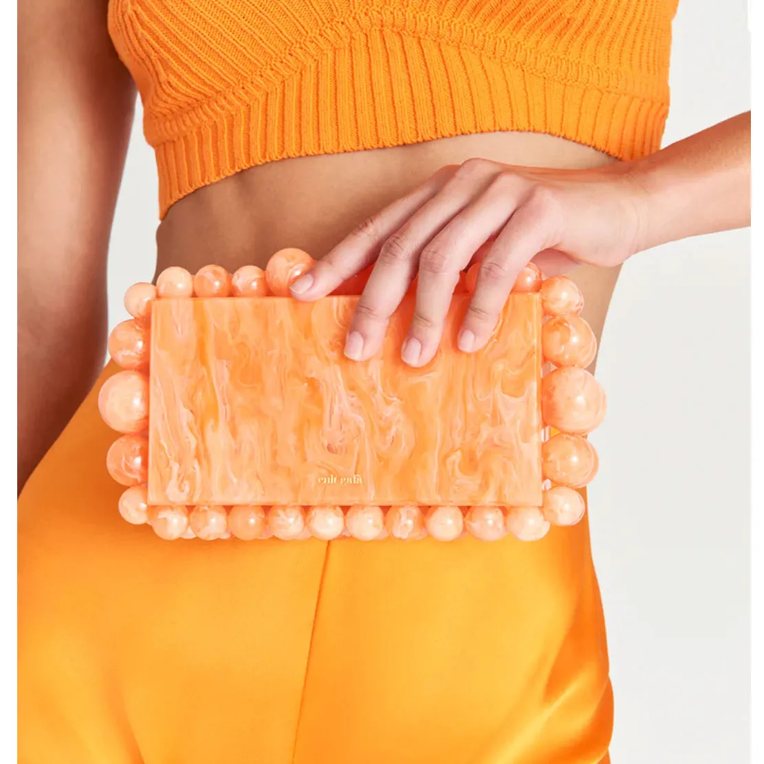 EOS Acrylic Clutch, Papaya