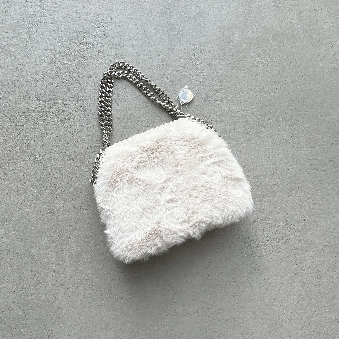 Falabella Mini Evening Bag Fluffy, Ivory