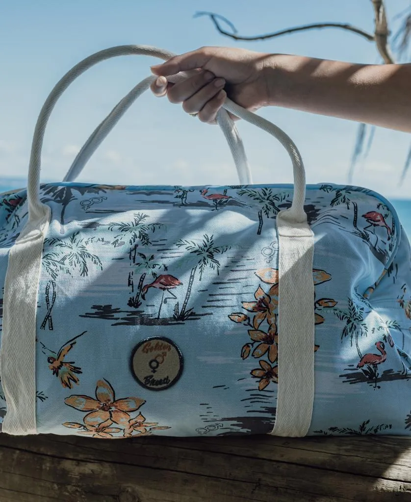 Flamingos Canvas Roll Bag | Turquoise