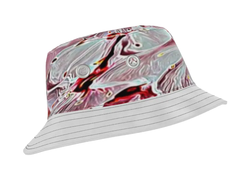 Floral Embosses: Pictorial Cherry Blossoms 01-03 Designer Narrow Brim Bucket Hat