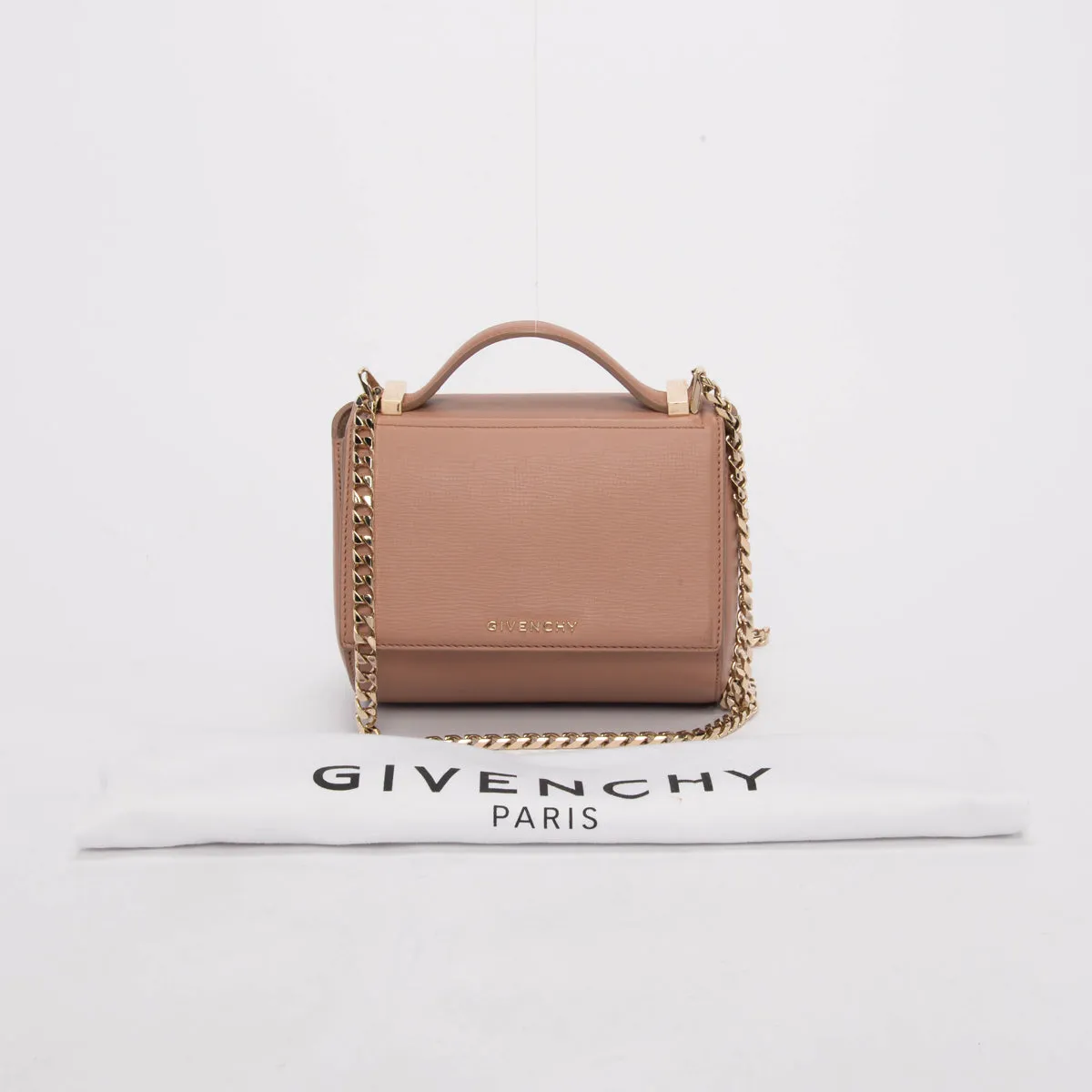 Givenchy Old Pink Textured Calfskin Mini Pandora Box Chain Bag