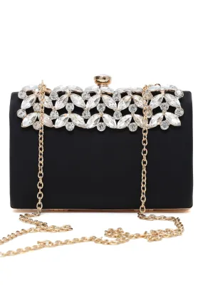 GLAM CRYSTAL EMBELLISHED CLUTCH-BLACK