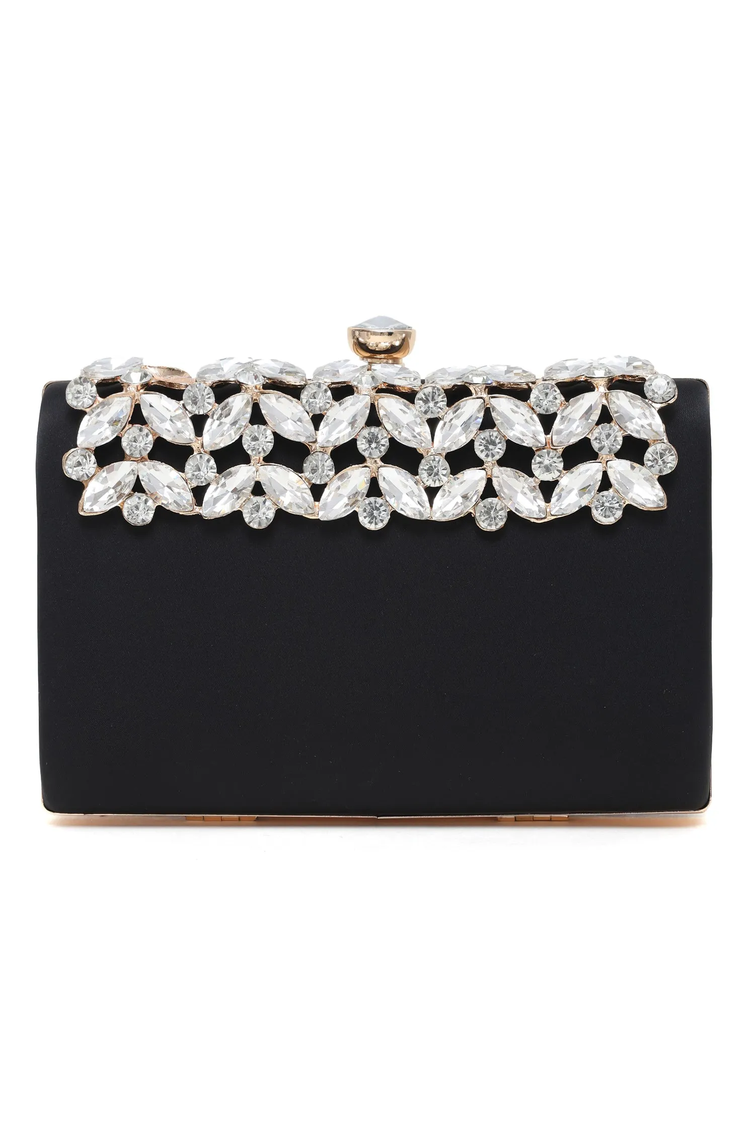 GLAM CRYSTAL EMBELLISHED CLUTCH-BLACK