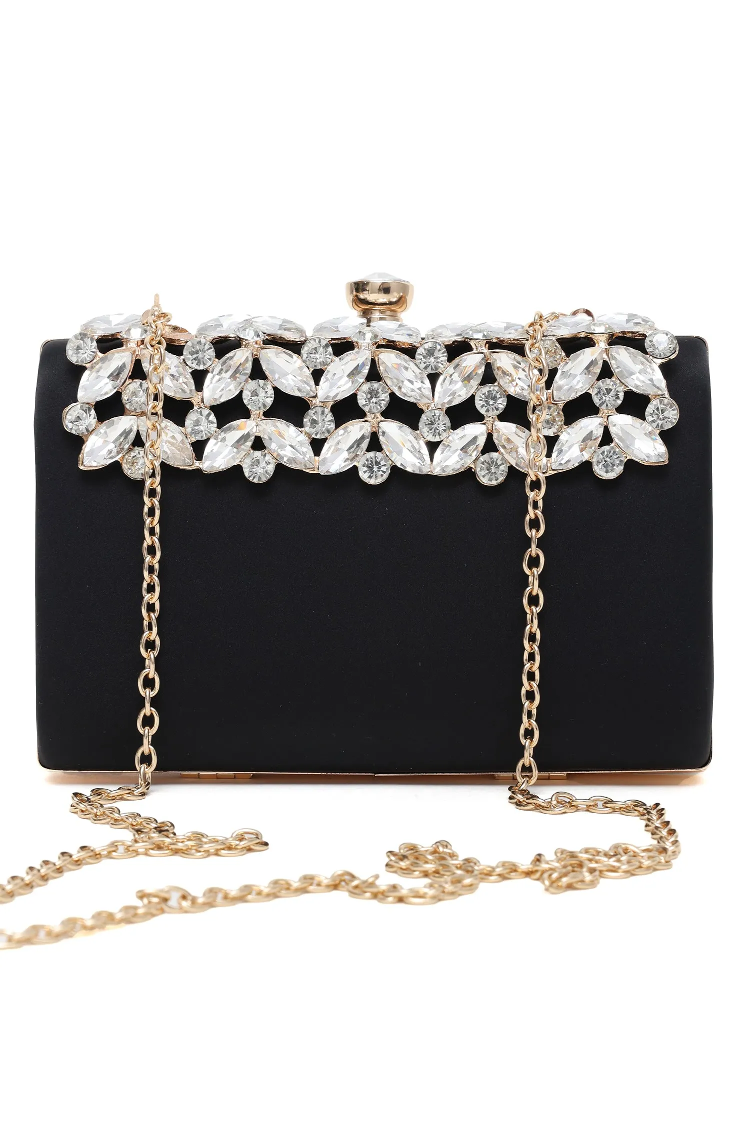 GLAM CRYSTAL EMBELLISHED CLUTCH-BLACK