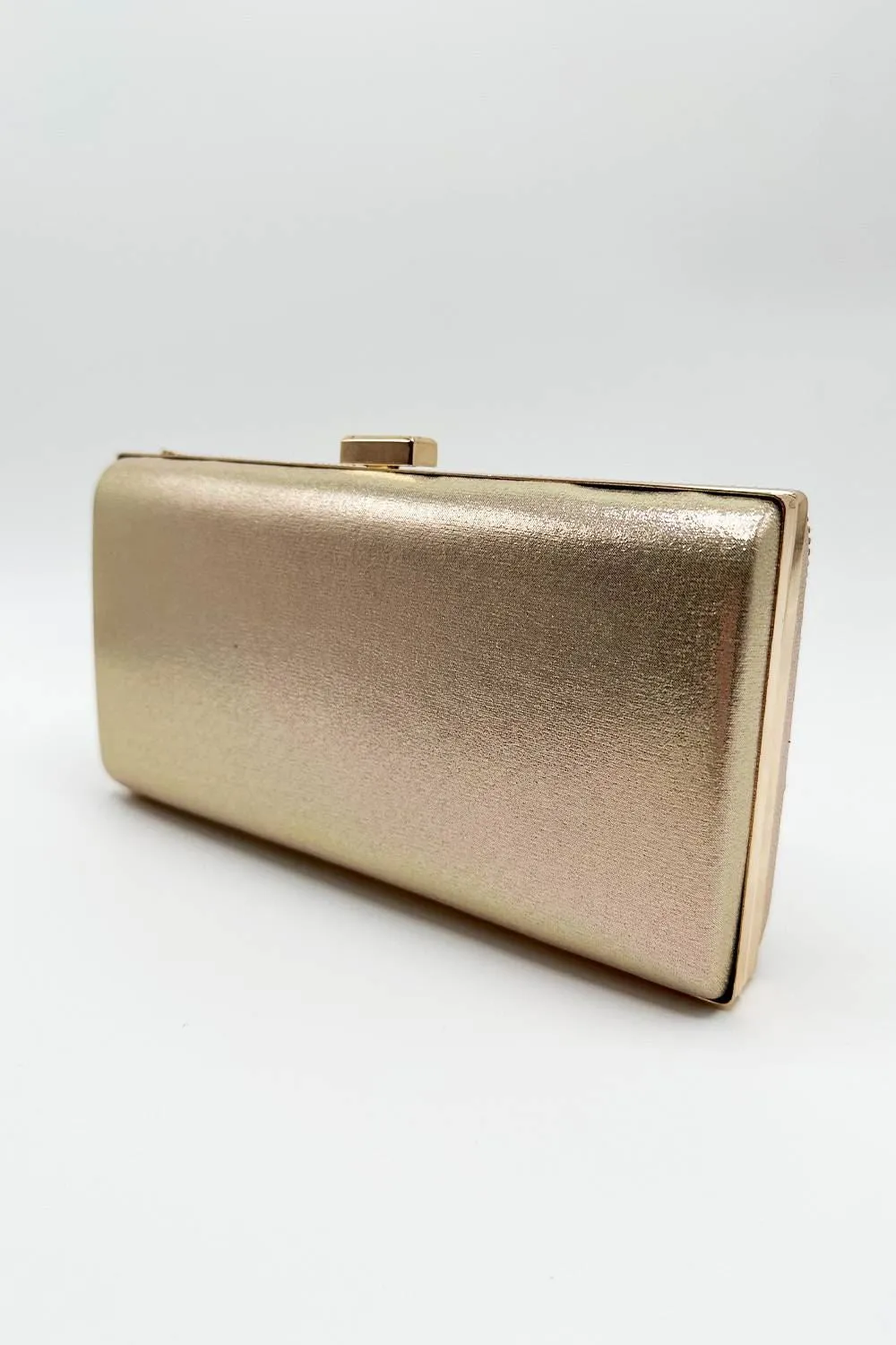 Goya Diamante Embellished Rectangle Clutch Bag in Champagne