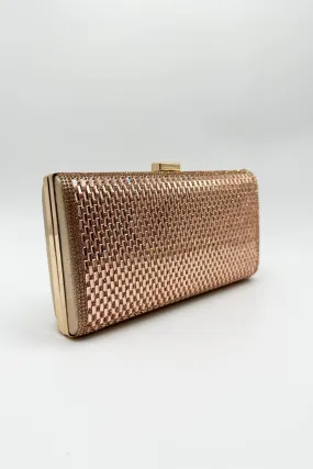 Goya Diamante Embellished Rectangle Clutch Bag in Champagne