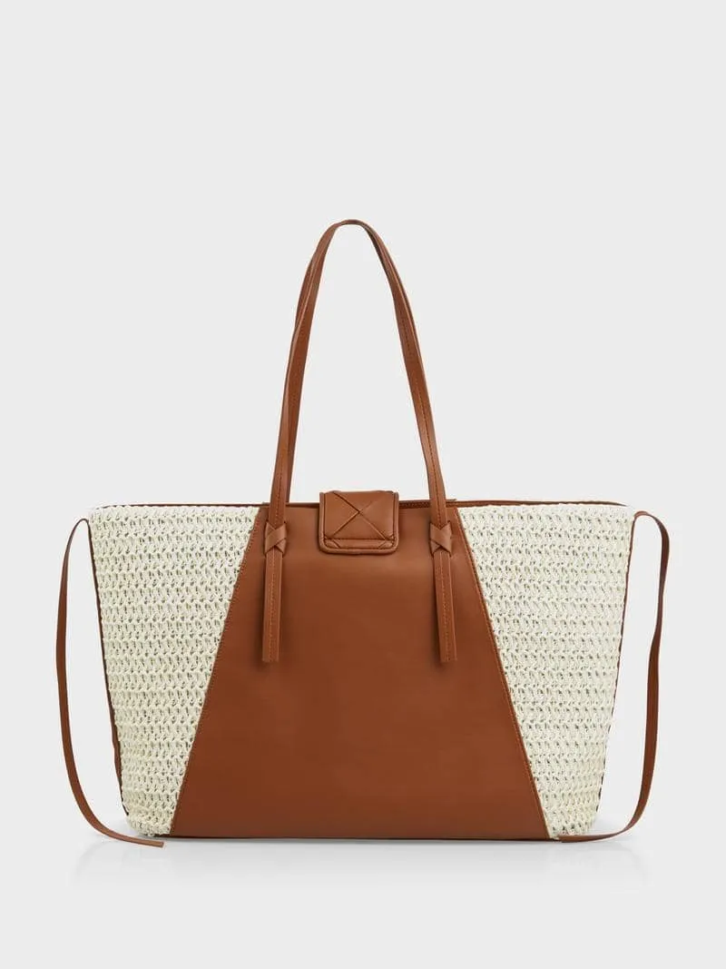 Hand Bag - Straw/Cognac