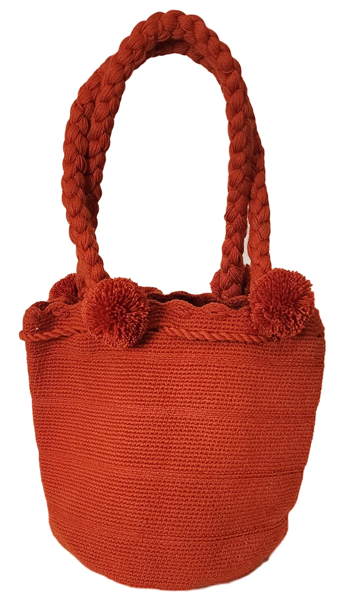 Hanna Medium Short Handle Design PomPom Mochila