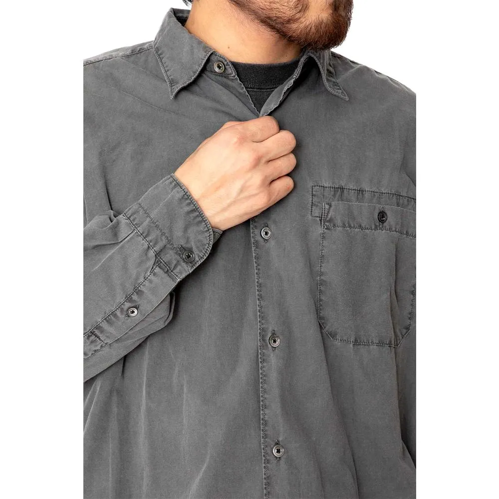 HOBO ARTISAN L/S SHIRT COTTON BROAD CHARCOAL DYED-CHARCOAL