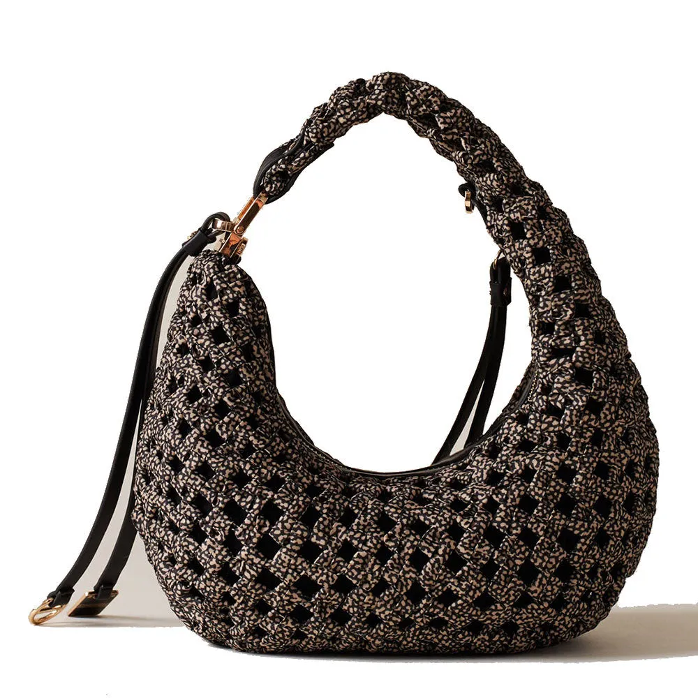 Hobo Bag Mini BORBONESE linea La Nido in Nylon OP Naturale Nero