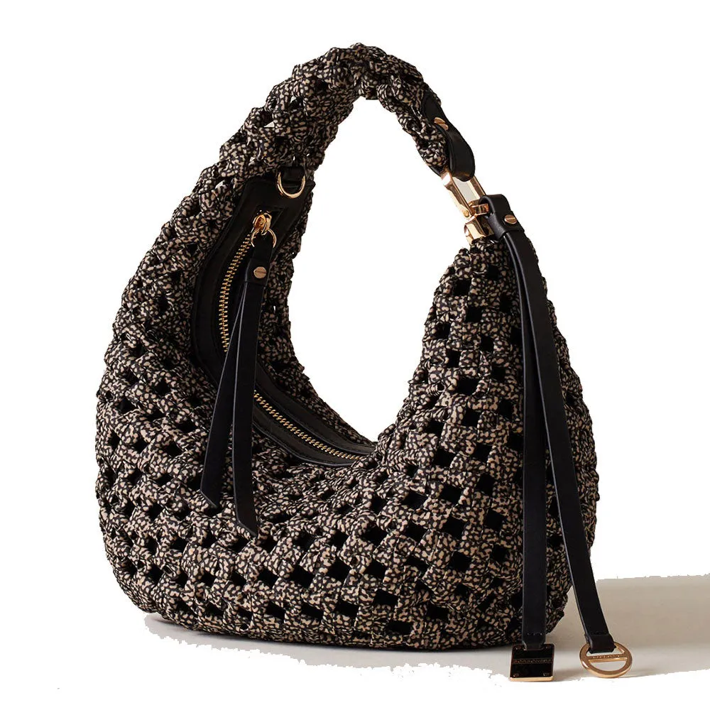 Hobo Bag Mini BORBONESE linea La Nido in Nylon OP Naturale Nero