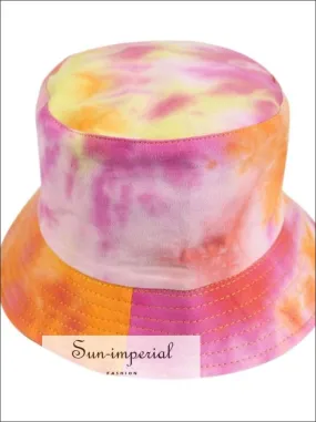 Hot Pink and orange Paint Splash Print Reversible Black White Cow Pattern Women Bucket Hat