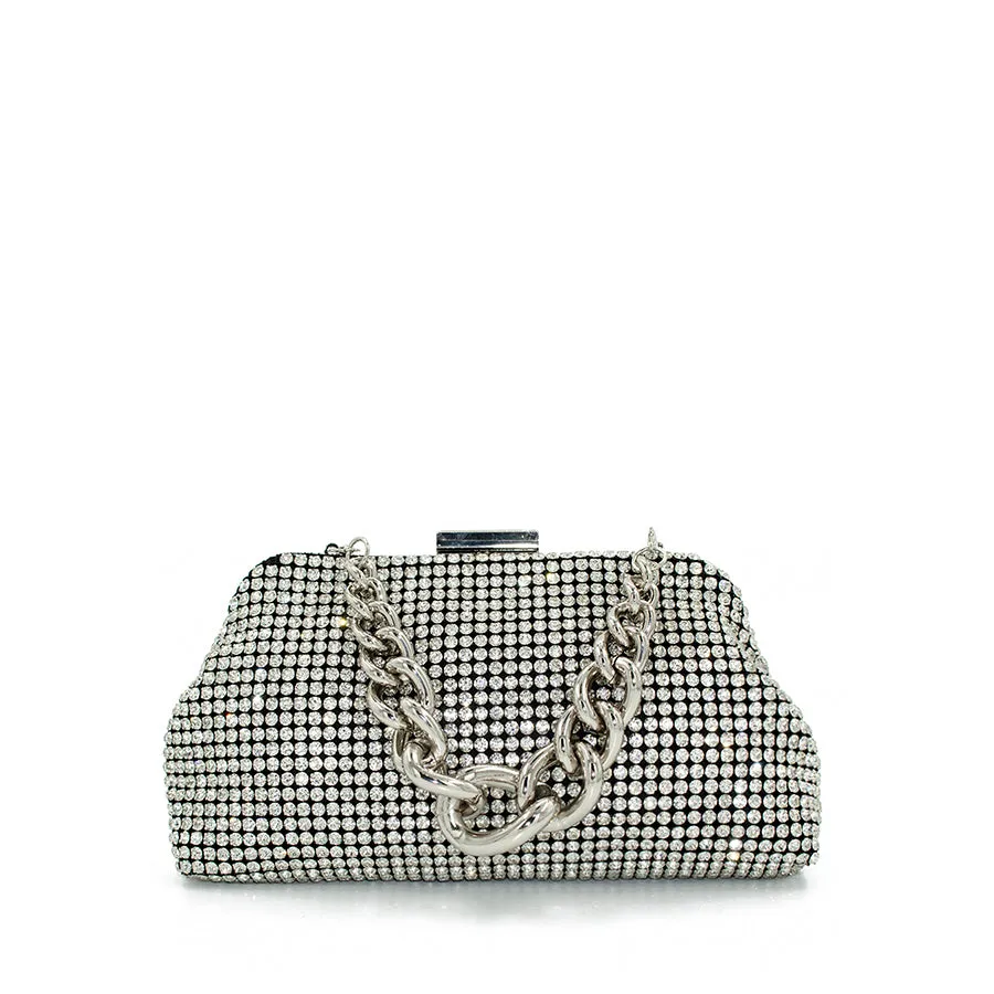 JERRY CRYSTAL VINTAGE CLUTCH - SILVER