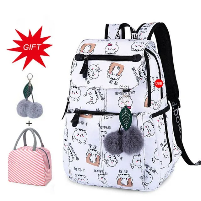 Large Capacity Student School Backpackl Printed School Bags Bookbags