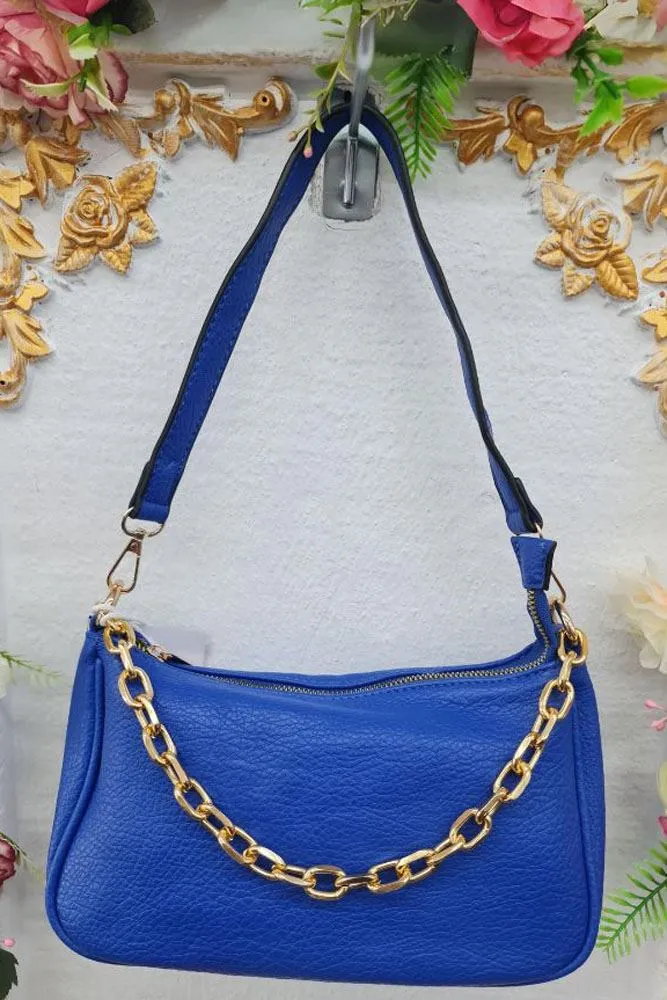 Leather Crescent Chain Shoulder Bag