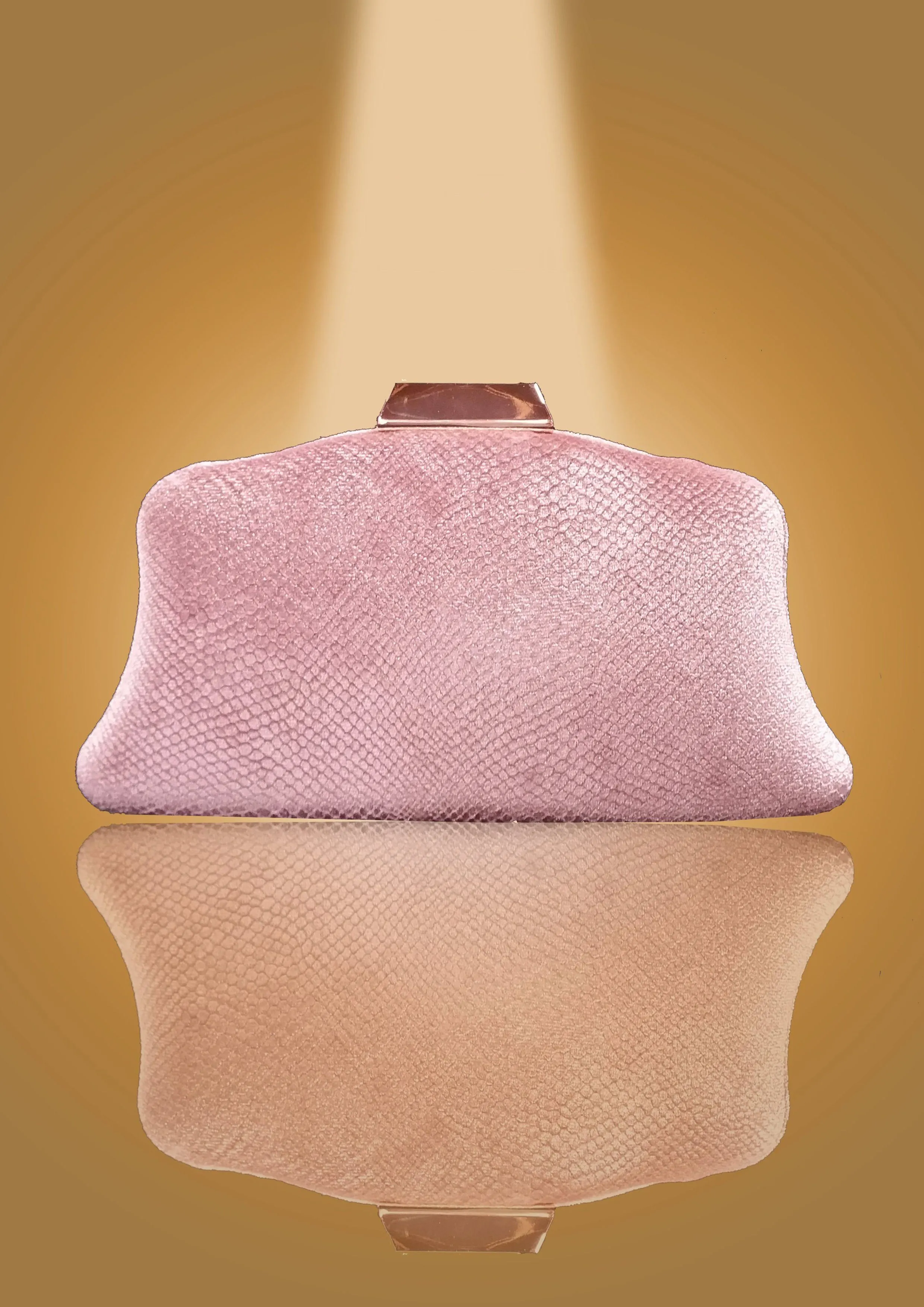 'Lustrous Velvet Clutch by Oorvi Desai' (OD - B 49 Green/ Blush)