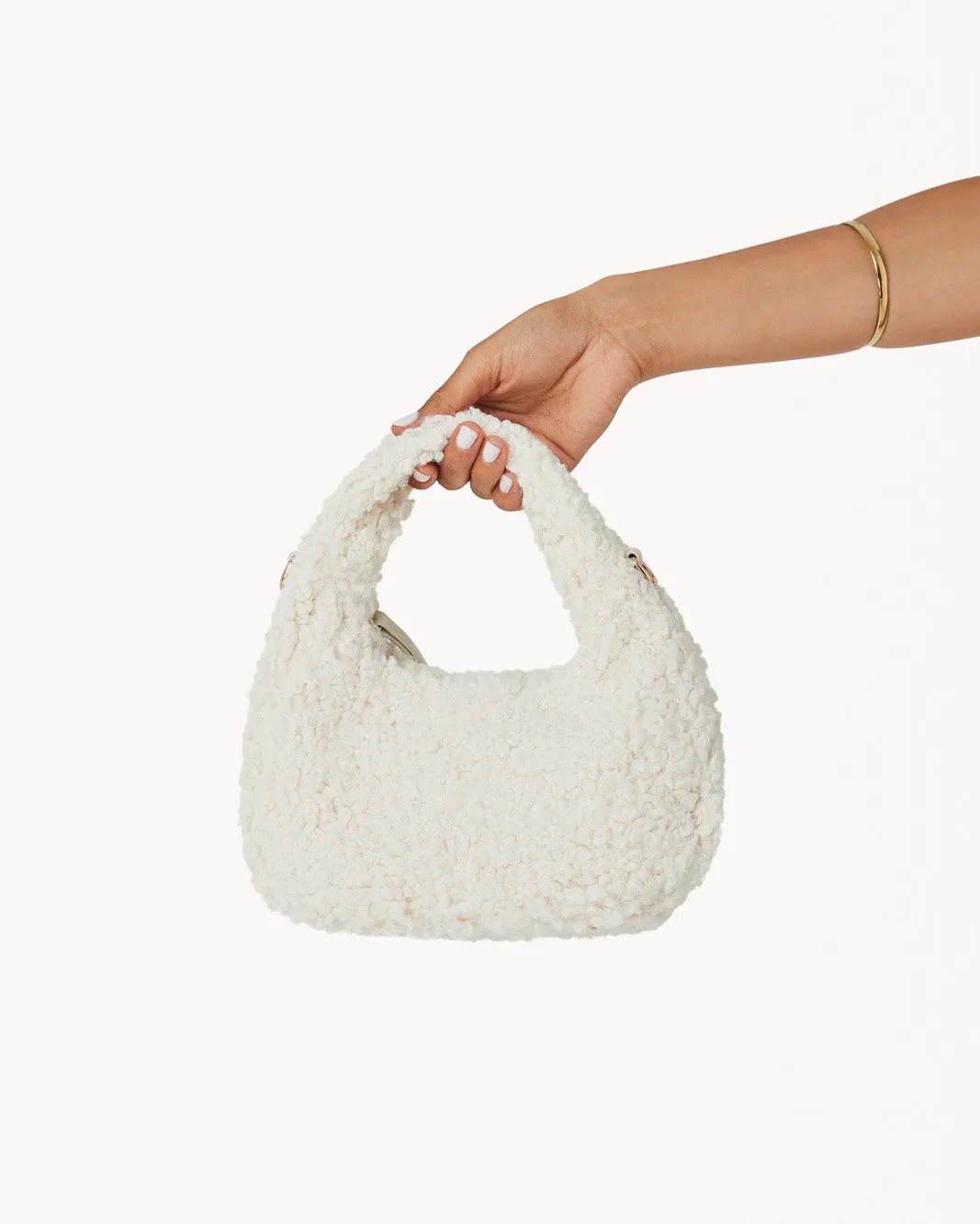 MAGDA HANDLE BAG - BONE SHEARLING