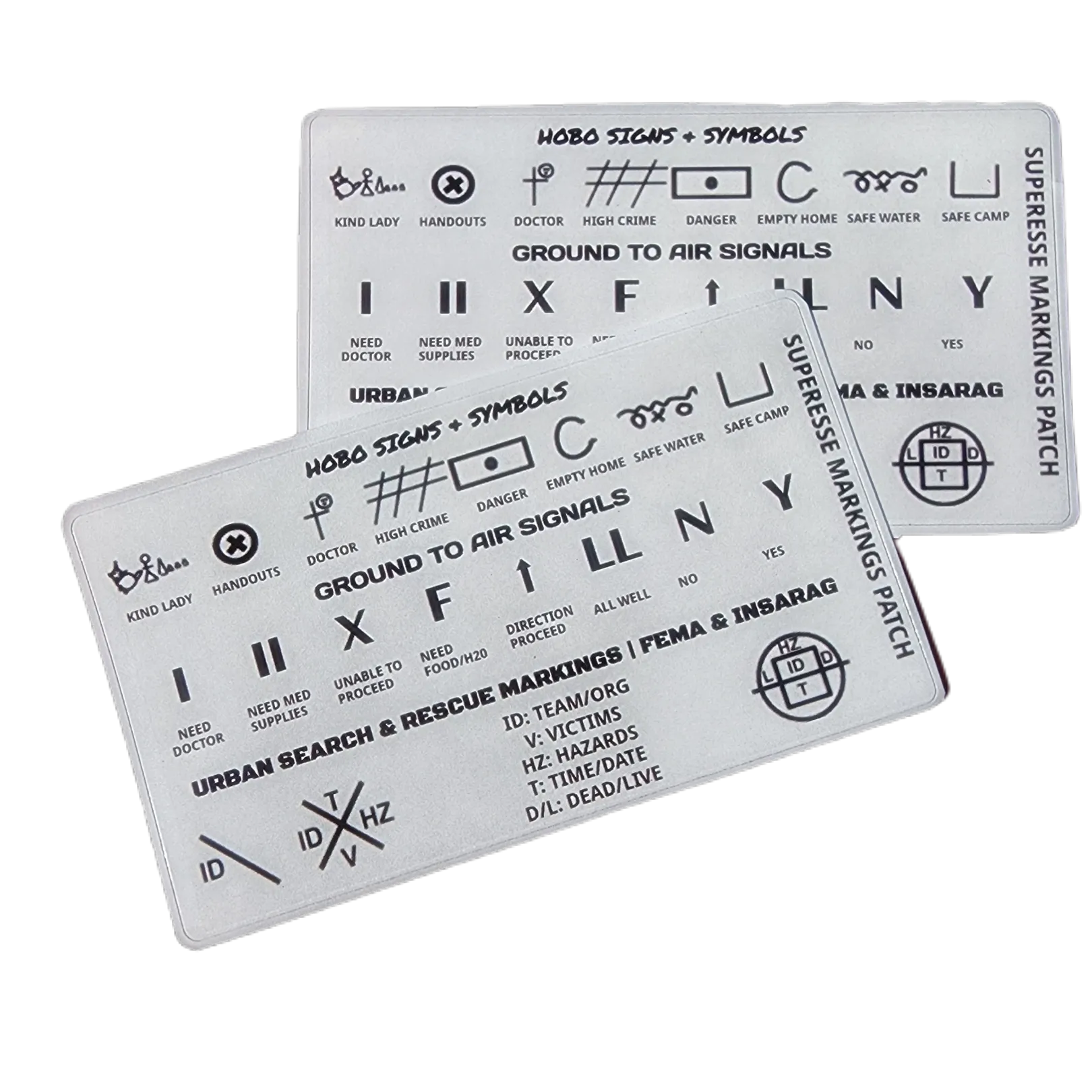 Markings and Signals Decal - Hobo Symbols, Ground to Air Signals, Search and Rescue Markings