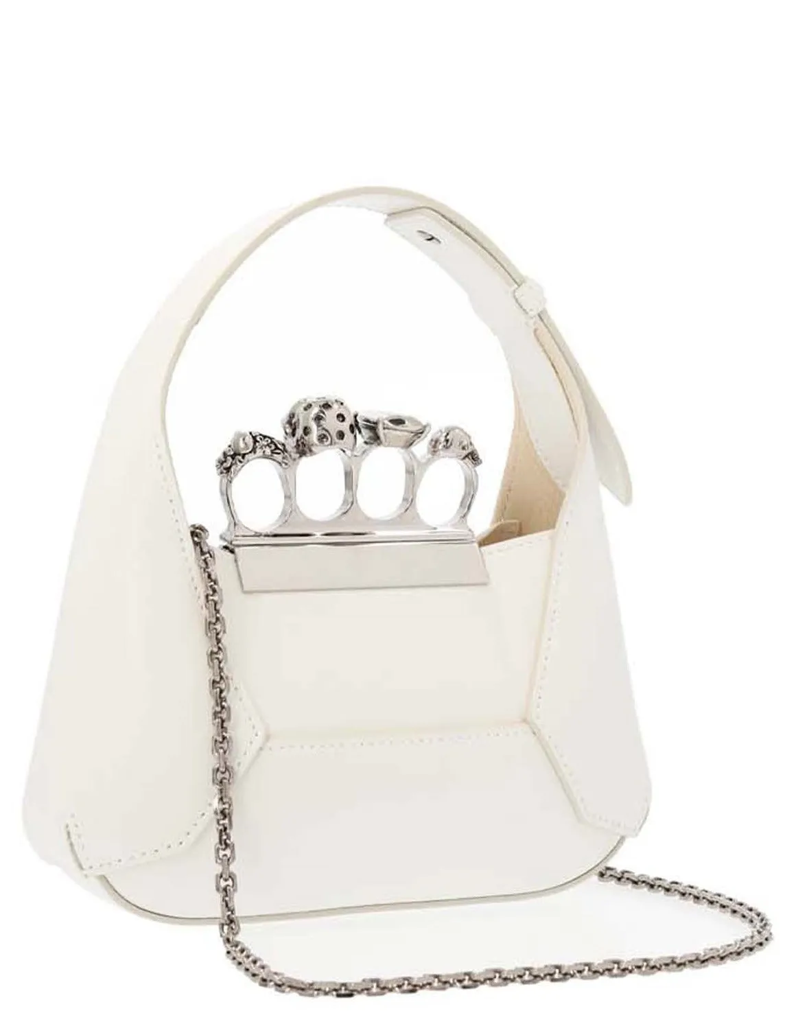 Mcqueen 'the jewelled hobo mini' handbag white