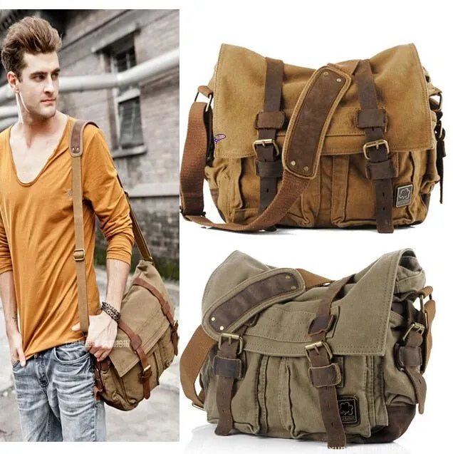 Men Military Army Vintage Crossbody Bag Men's Messenger Shoulder large Bags Casual Teenagers High Quality shoulder bag