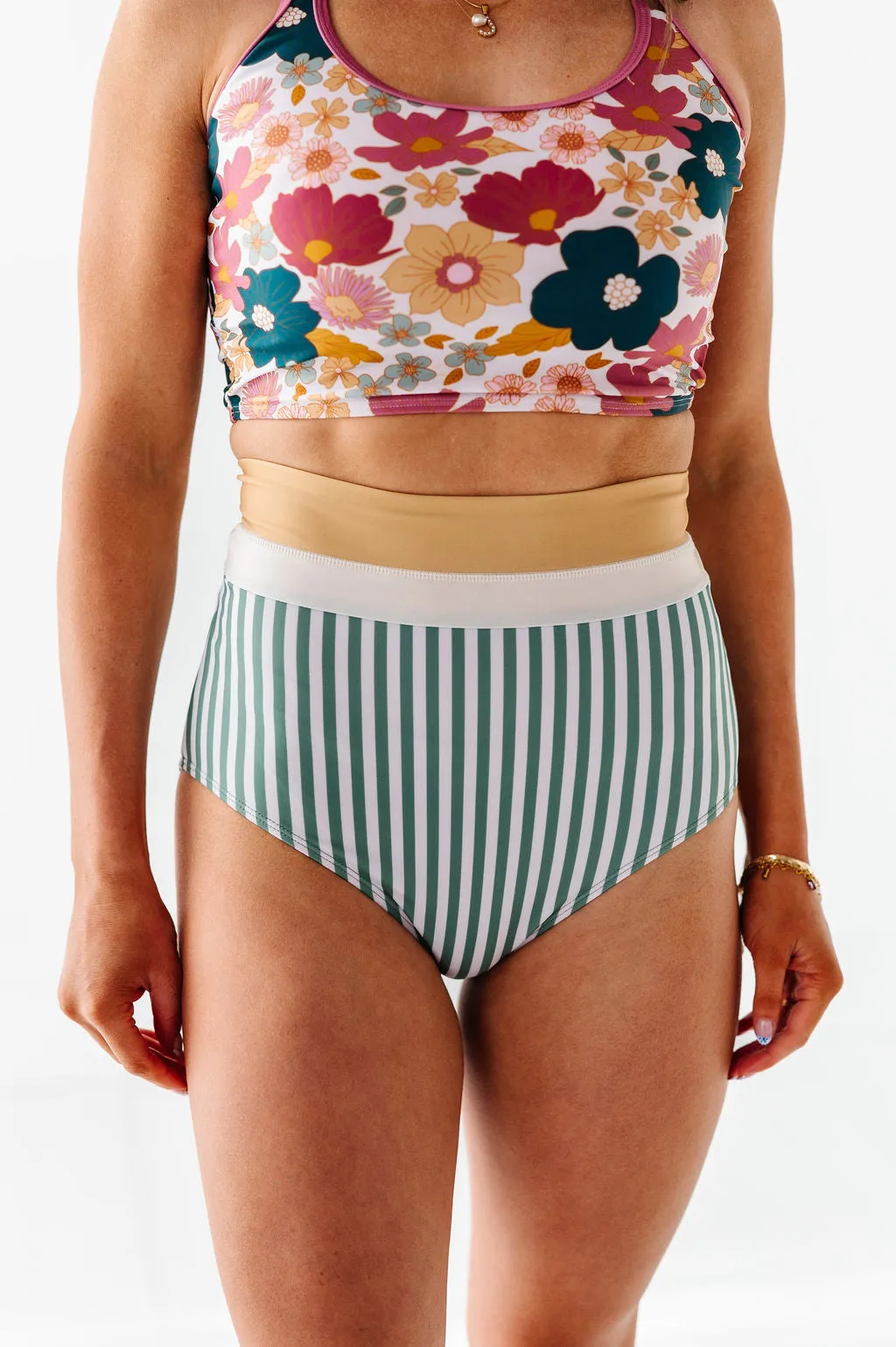 Monroe High Waisted Bottoms in Shoreline Stripe