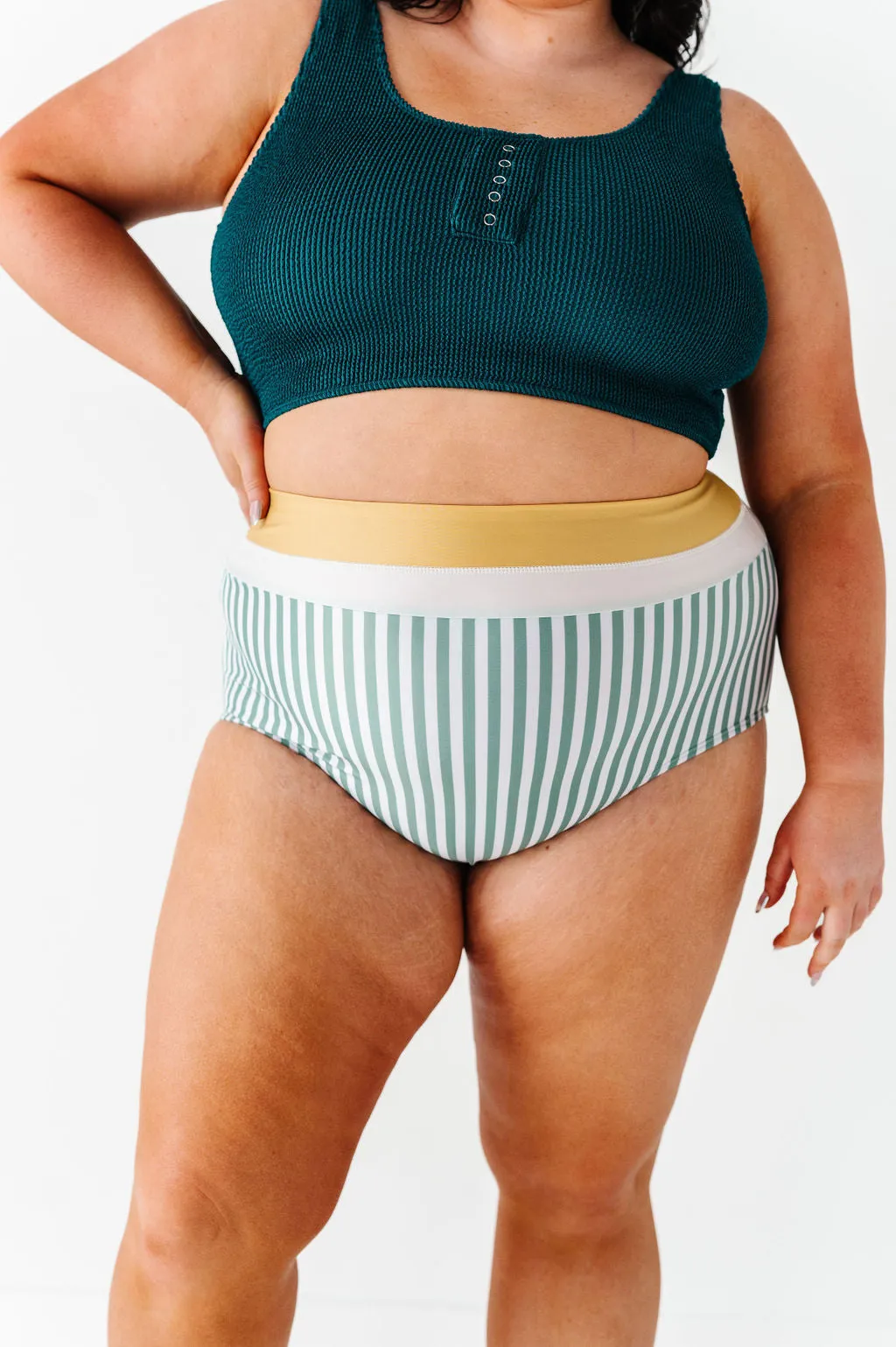 Monroe High Waisted Bottoms in Shoreline Stripe