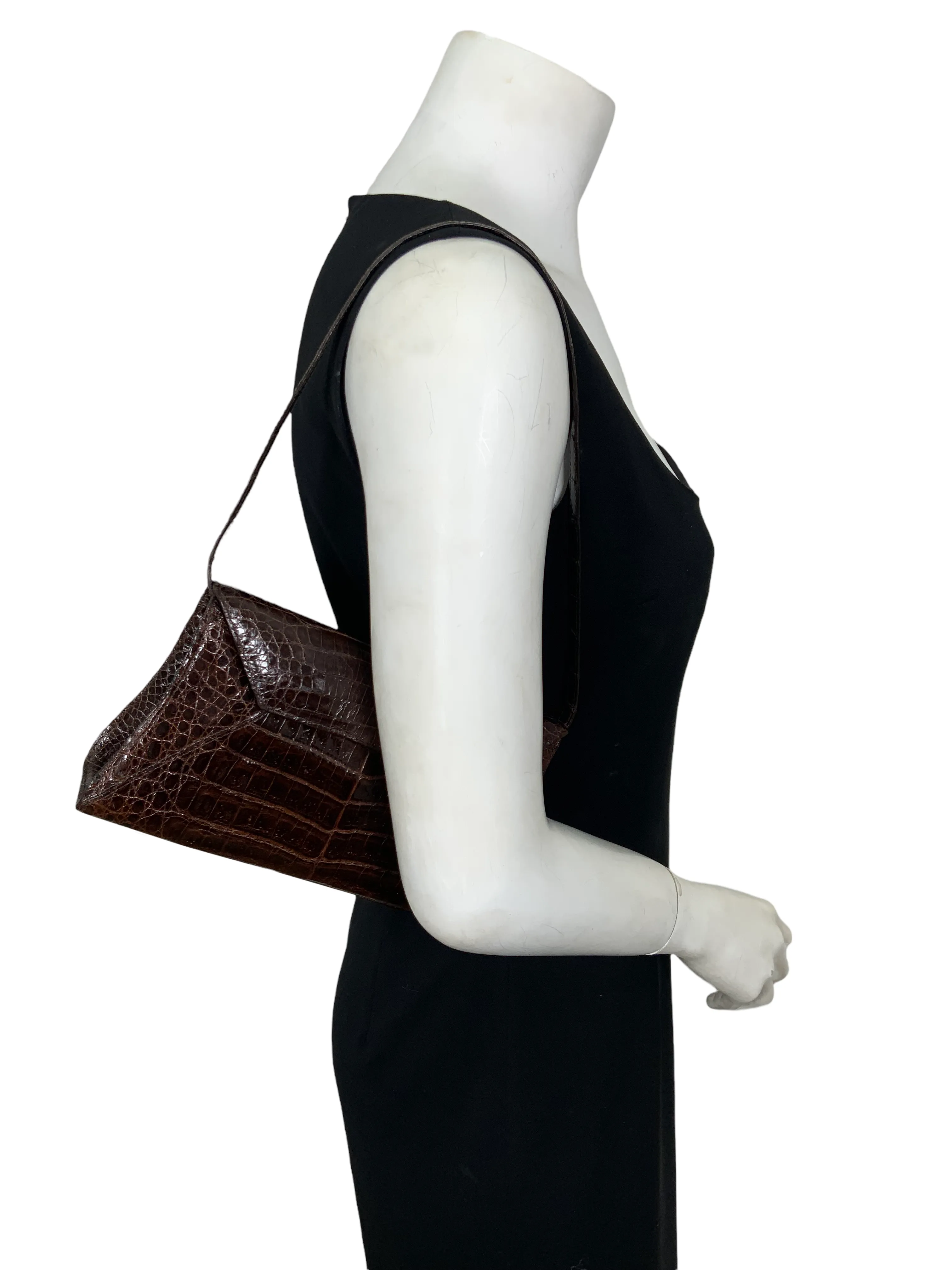 Nancy Gonzalez Small Crocodile Flap Clutch with Shoulder Strap