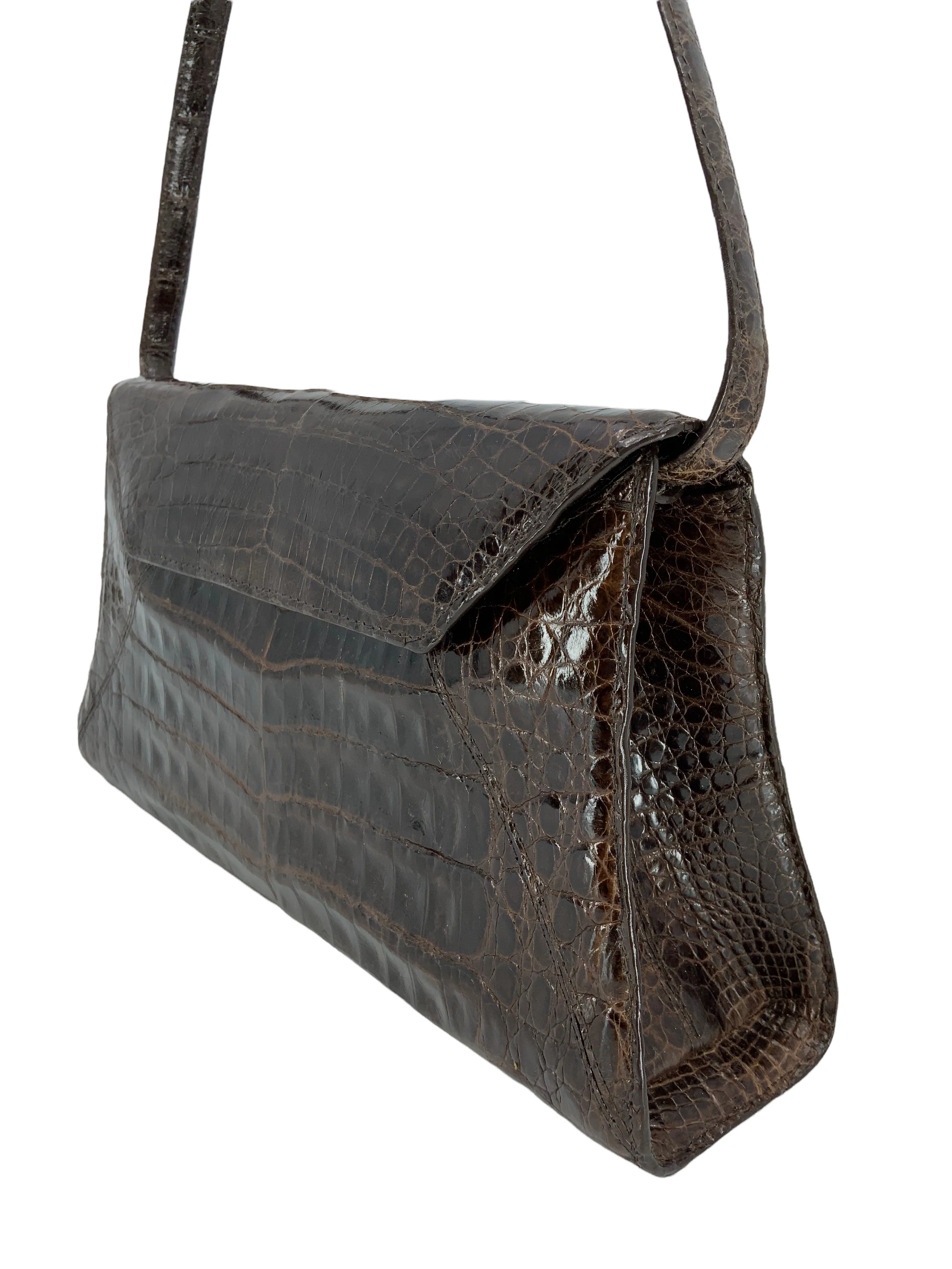 Nancy Gonzalez Small Crocodile Flap Clutch with Shoulder Strap