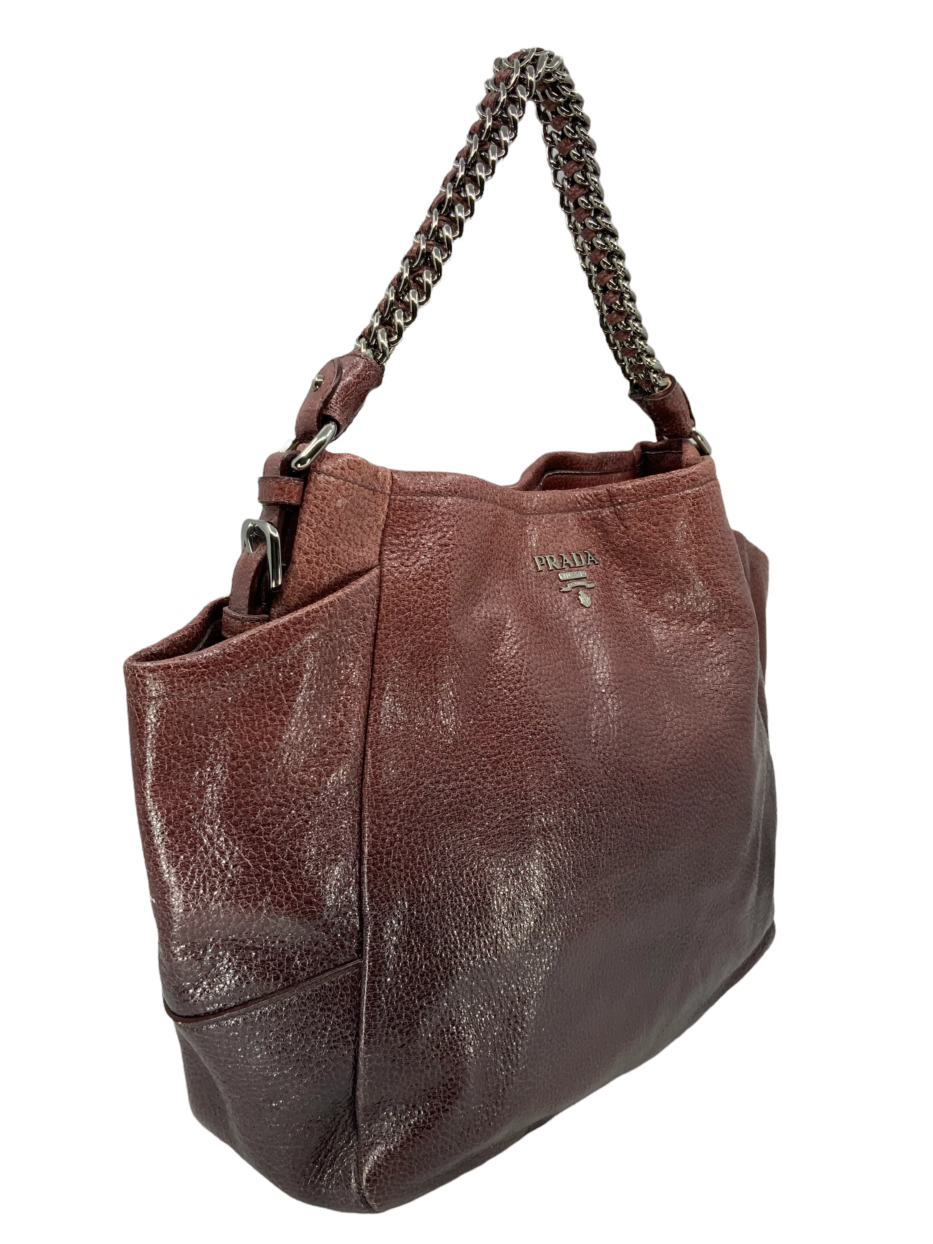 Prada Lux Chain Ombre Leather Side Pocket Hobo