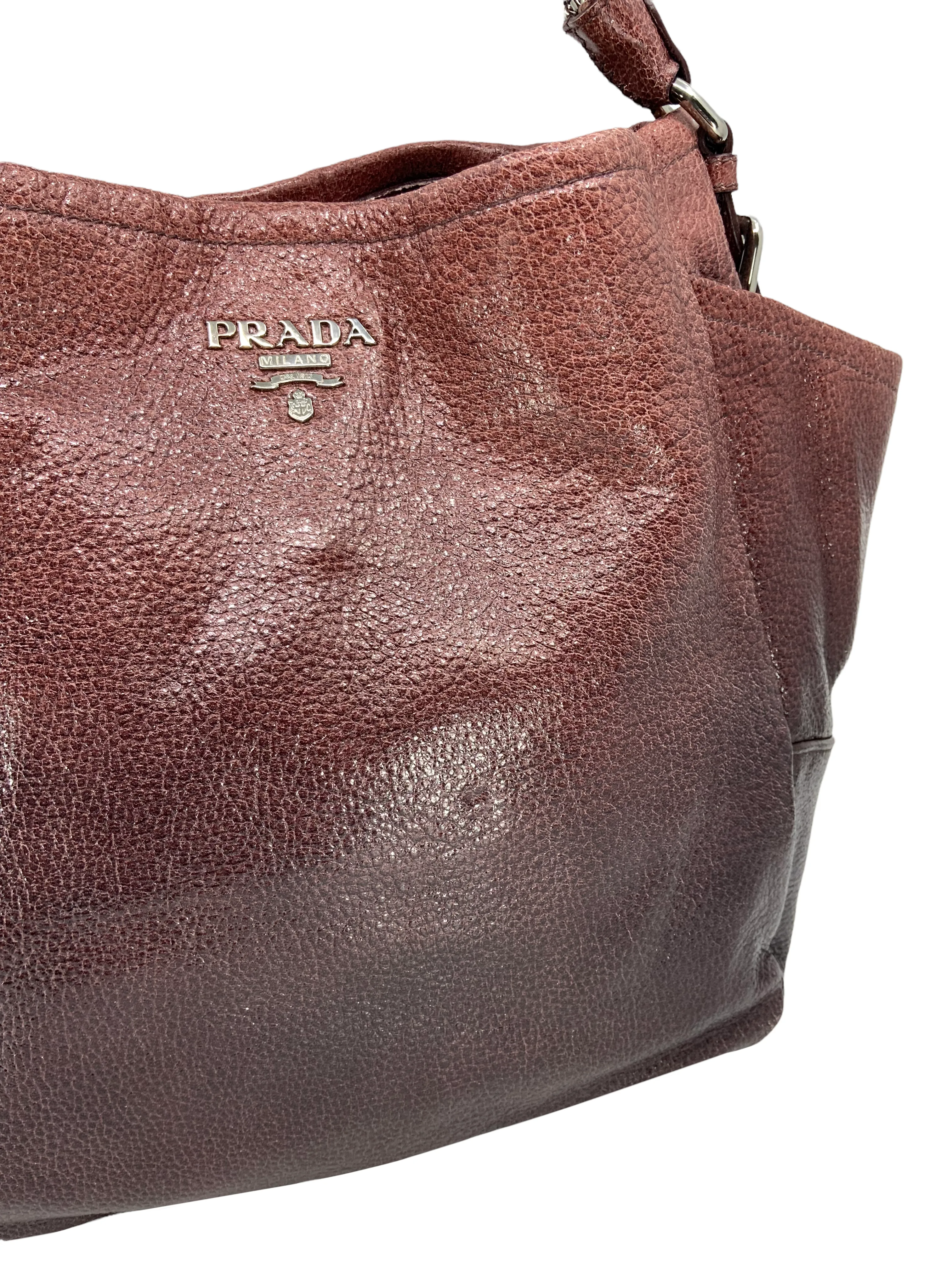 Prada Lux Chain Ombre Leather Side Pocket Hobo