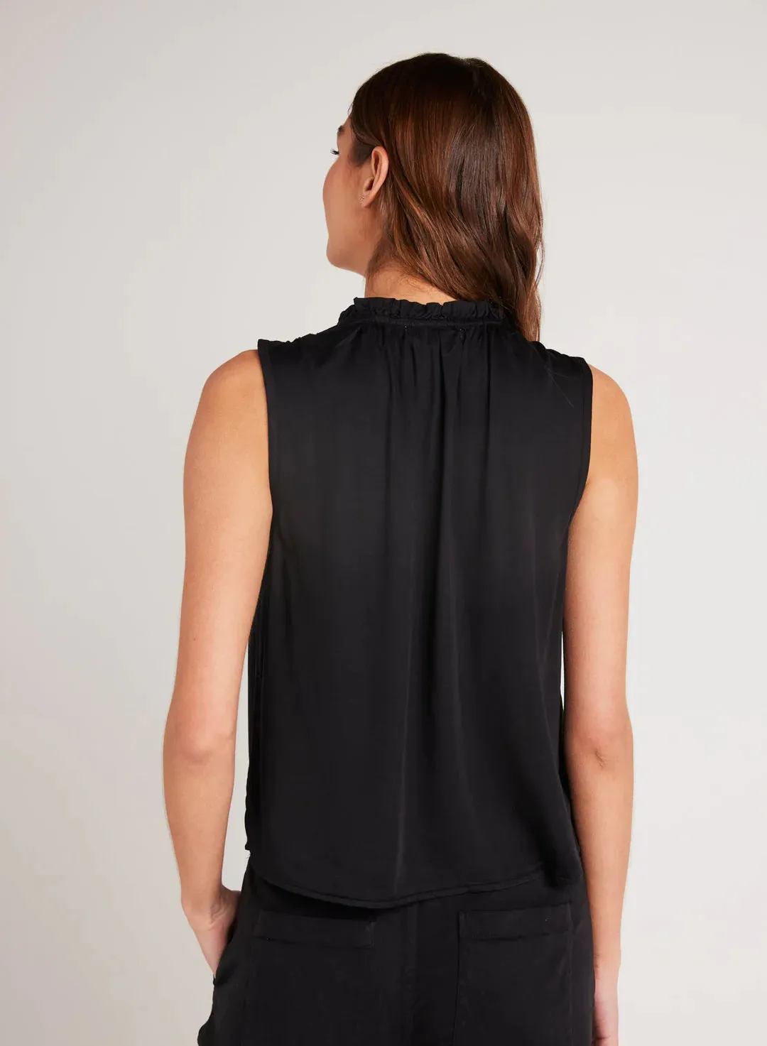 RUFFLE NECK TANK (BLACK) - BELLA DAHL