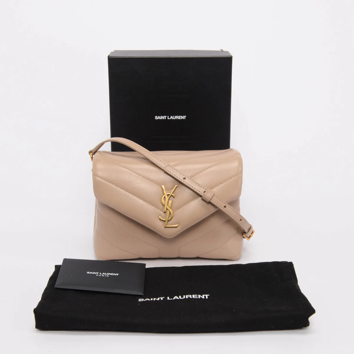 Saint Laurent Dark Beige Calfskin Toy Loulou Flap Bag