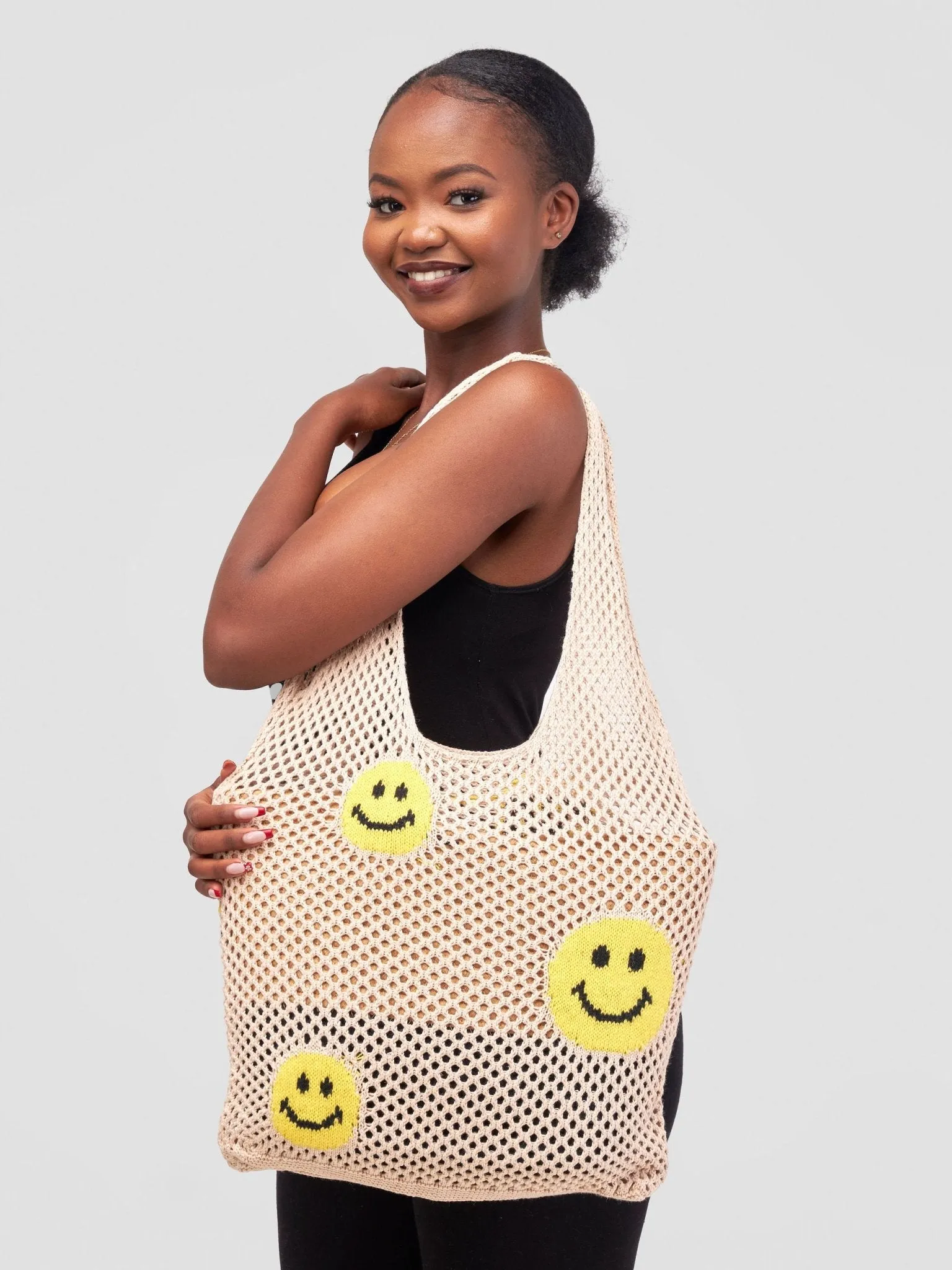 Sayuri Smiley Face Hobo Bag - Brown