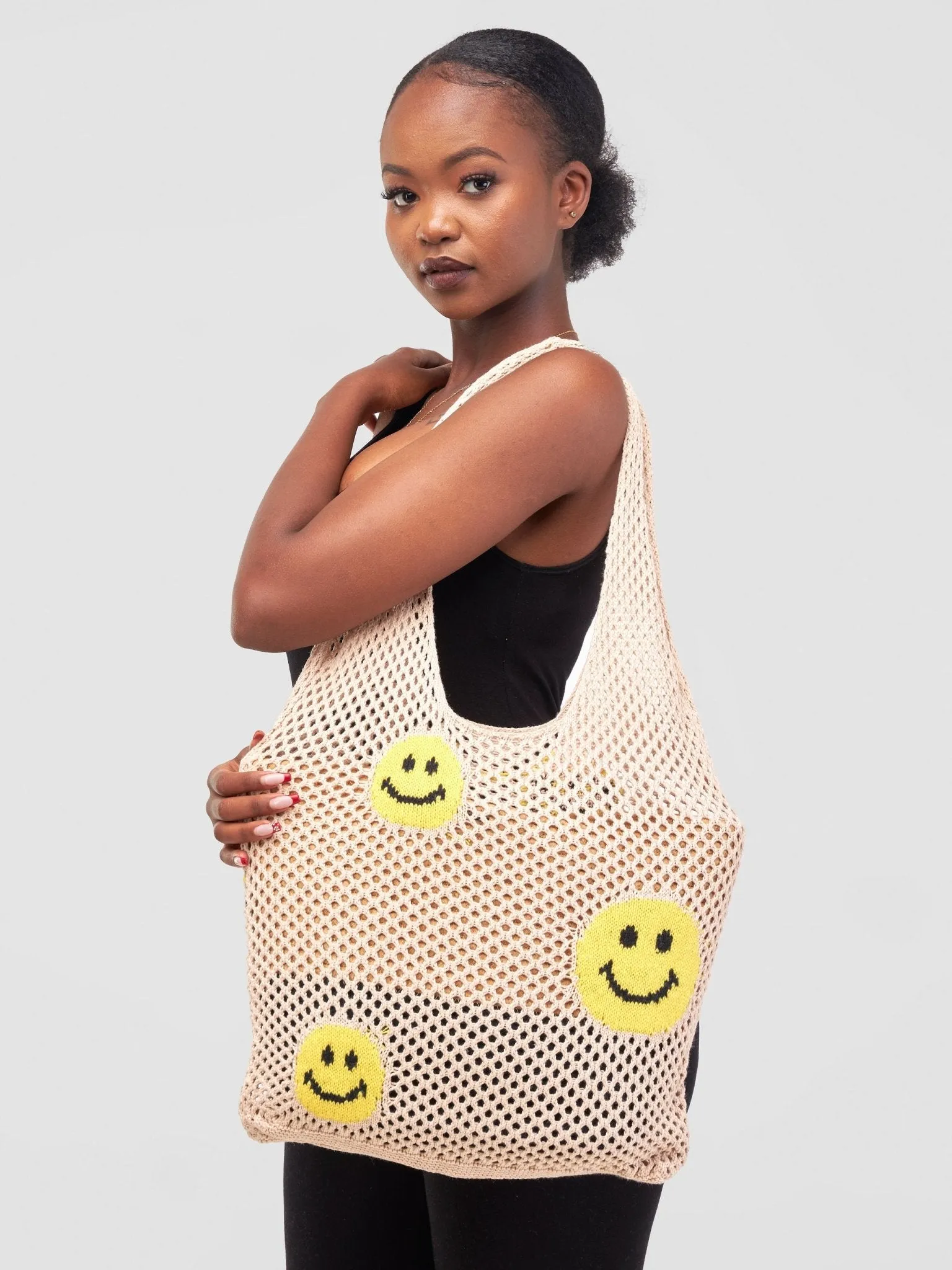 Sayuri Smiley Face Hobo Bag - Brown