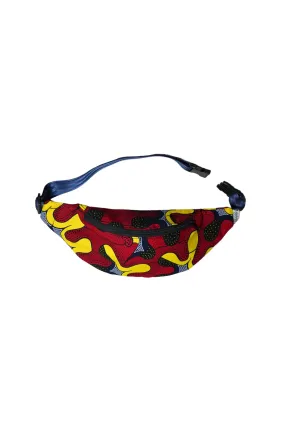 Seye Waistbag - Red Blue and Yellow Awoluba African Ankara Wax Cotton Print - 19