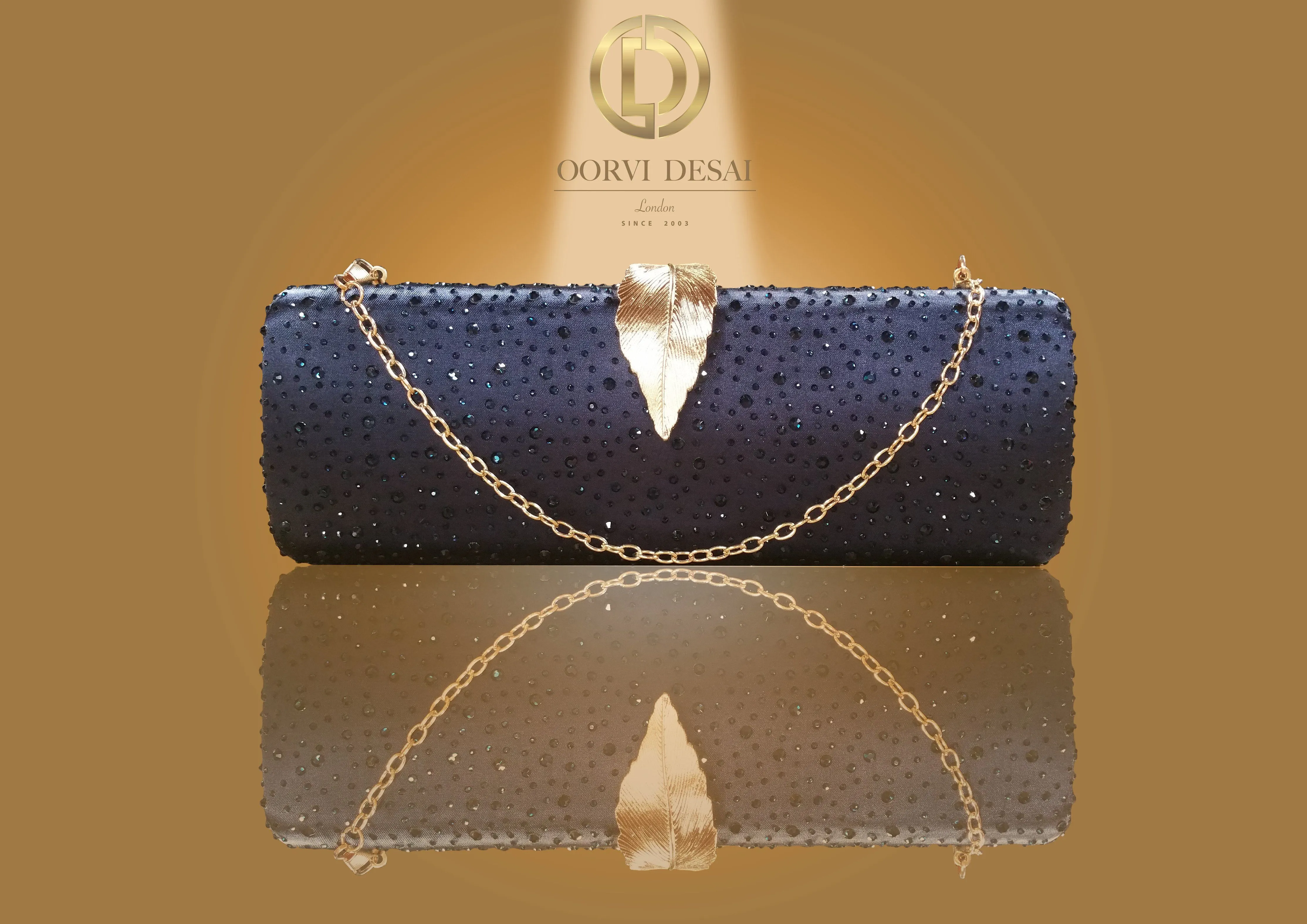 Shimmer Grainy Textured Elongated Clutch with Leaf Clasp (OD - B 30 Blue/ Black/ Silver/ Gold/ Red/ D-Blue)