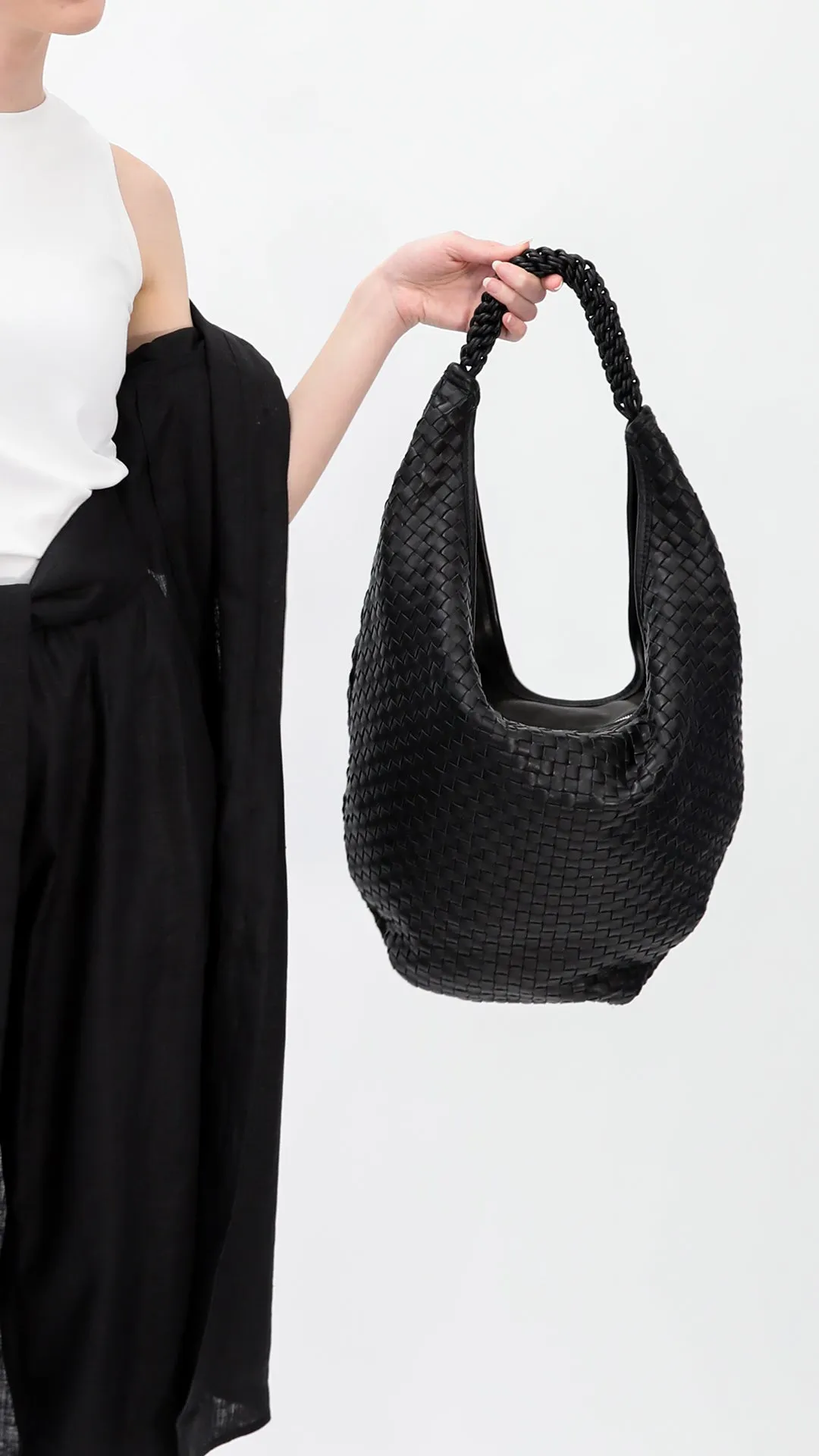 SORRENTO WOVEN ITALIAN LEATHER BAG BLACK