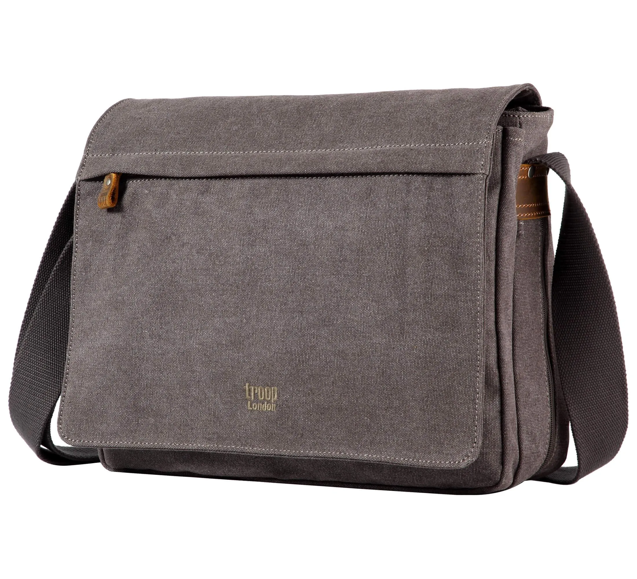 TRP0240 Troop London Classic Canvas Laptop Messenger Bag - 16.5 Diagonally