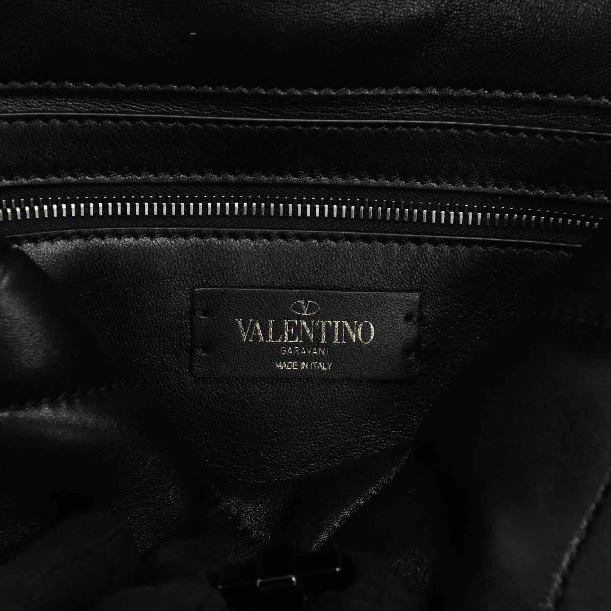 Valentino Black Lambskin Small Roman Stud Shoulder Bag