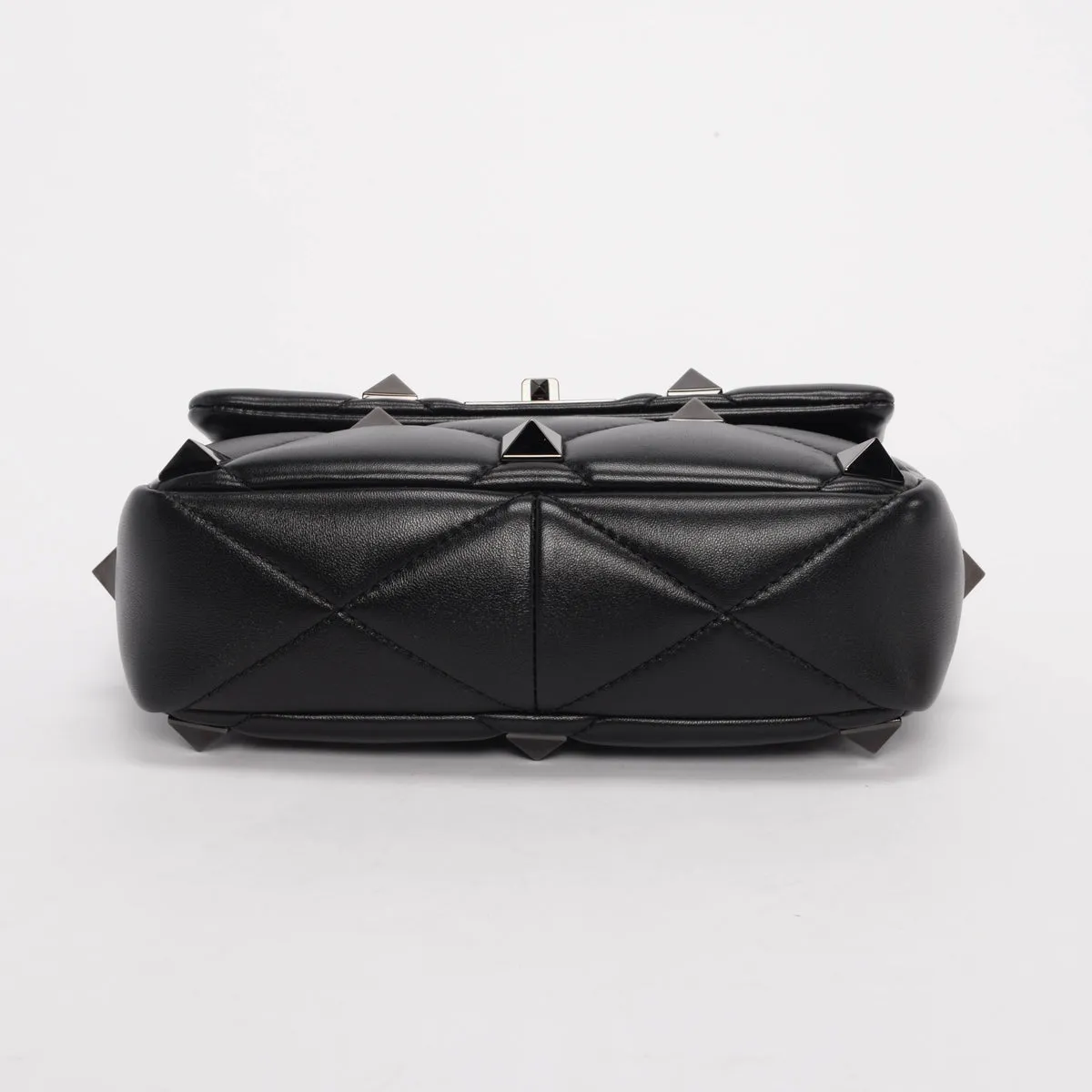 Valentino Black Lambskin Small Roman Stud Shoulder Bag