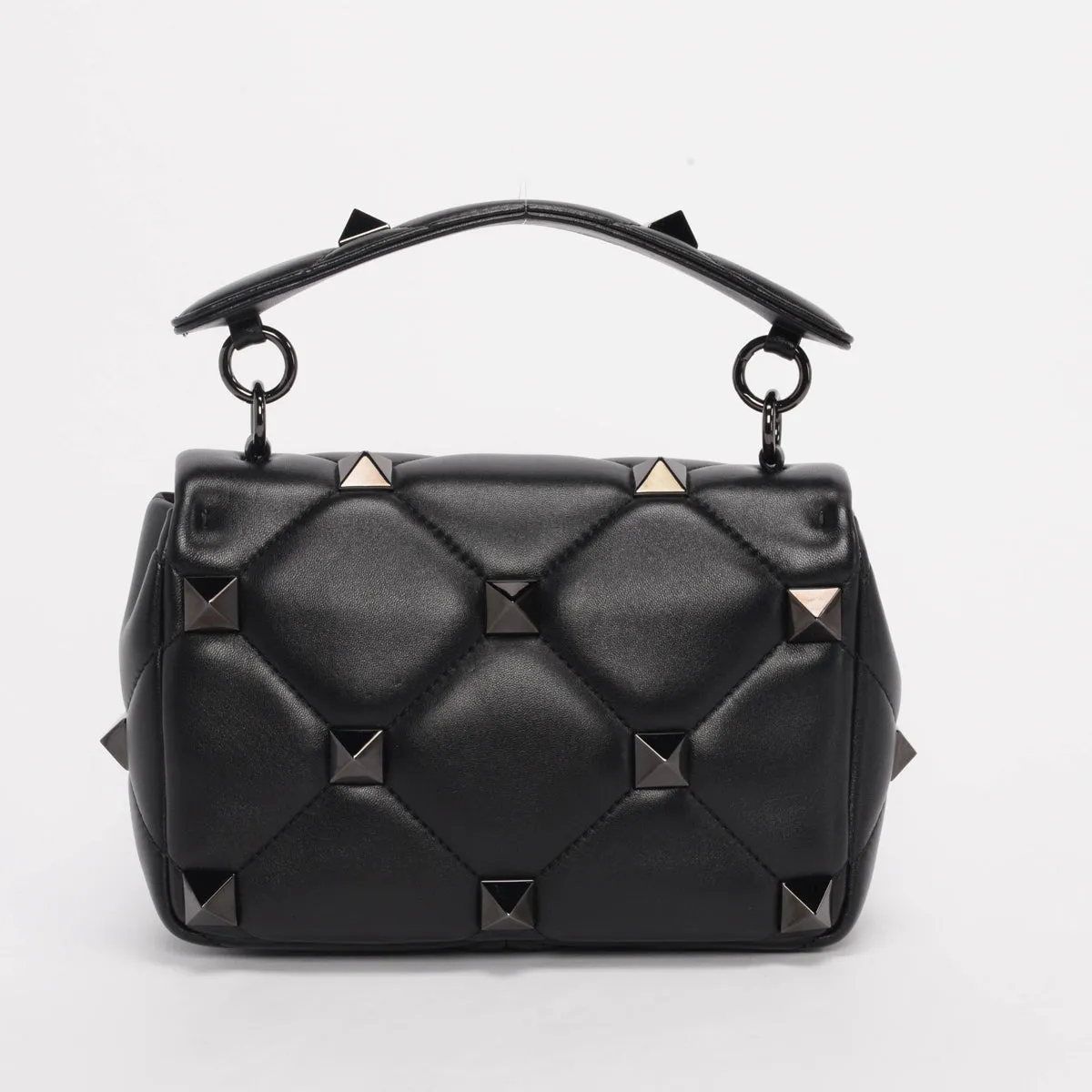 Valentino Black Lambskin Small Roman Stud Shoulder Bag