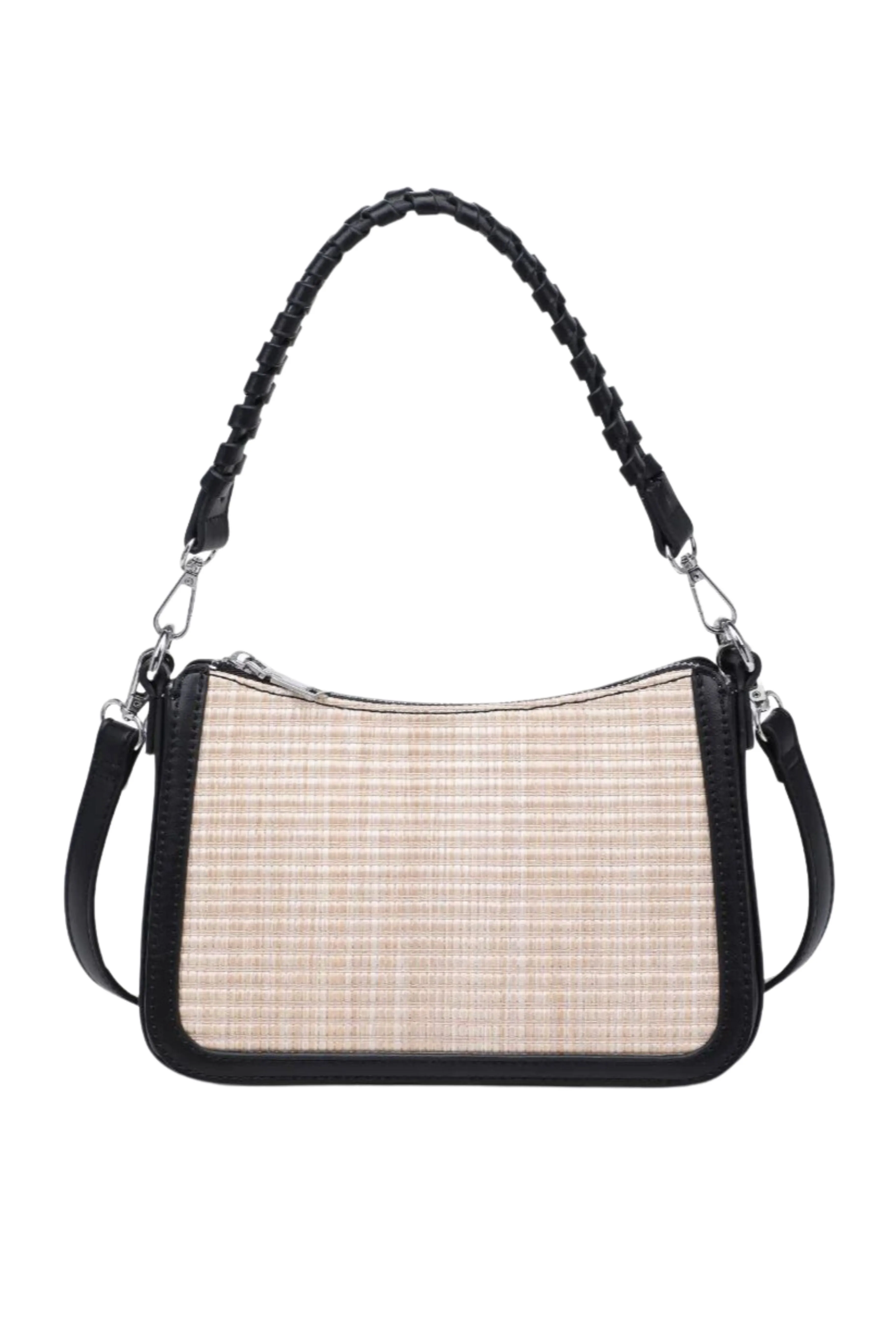 Woven And Leather Shoulder Bag