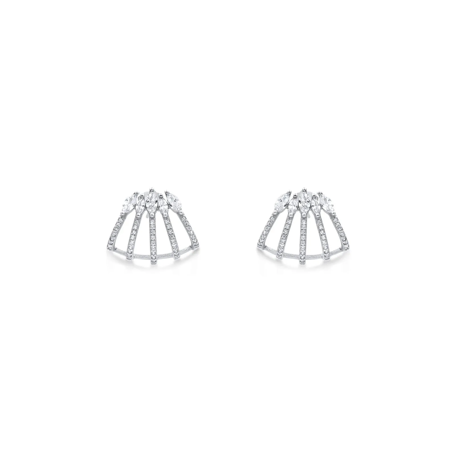 Wrap Glitz Stud Silver Earrings